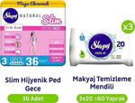 Sleepy Natural Slim Gece Hijyenik Ped 36'Lı Makyaj Temizleme Mendili 3X20 60 Yaprak