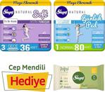 Sleepy Natural Soft Ekstra Yumuşak Gece (36 Ped) + Sleepy Natural Günlük Ped 80 Adet + Organik Cep Mendili