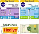 Sleepy Natural Soft Gece Hijyenik Ped 36'Lı Günlük Ped Normal 80'Li - Cep Mendili Hediyeli