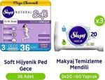 Sleepy Natural Soft Gece Hijyenik Ped 36'Lı Makyaj Temizleme Mendili 3X20 60 Yaprak