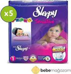 Sleepy Sensitive Pepee 1 Numara Yenidoğan 40 Adet 5'li Paket Bebek Bezi