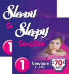 Sleepy Sensitive Pepee 1 Numara Yenidoğan 70 Adet 2'li Paket Bebek Bezi