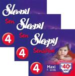 Sleepy Sensitive Pepee 4 Numara Maxi 40 Adet 3'lü Paket Bebek Bezi