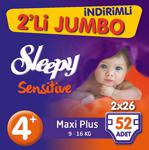 Sleepy Sensitive Pepee 4+ Numara Maxi Plus Jumbo 52 Adet Bebek Bezi