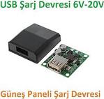 Solar Panel USB Şarj Devresi Güneş Paneli Şarj Regülatörü 6V-20V