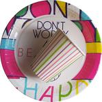 Soobe Lines World Don'T Worry And Be Happy Karton Bardak Tabak 8 Kişilik - Beyaz