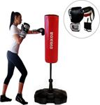 Spor Byfit 150 cm Ayaklı Yaylı Kırmızı Boks Vurma Standı + Boks Eldiveni