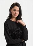 Styletag Kadın Pullu Sweatshirt Siyah L Beden BL033