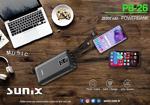 Sunix Pb26 Micro. İos Lightning. Type-C Çıkışlı Led Göstergeli Powerbank 22000Mah Siyah