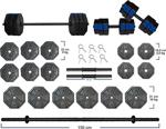 Tan Spor 100 Kg Düz Bar ( 150 Cm ) Dambıl - Dumbell - Ağırlık - Halter - Seti Mavi Kapaklı