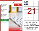 Tanex Tw-2124 70x42,43 Mm Laser Etiket 100 Ad.