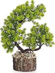 Taşlı Kütükte İki Dallı Yapay Bonsai Çiçeği