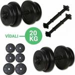 Tedarikcenter 20 Kg Vidalı Dambıl Halter Set Fitness Dumbell Ağırlık Seti Vücut Geliştirme Aleti