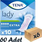 Tena Lady Extra, Kadın Mesane Pedi, 4 Damla, 10'Lu 6 Paket 60 Adet