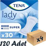 Tena Lady Super, Kadın Mesane Pedi, 5 Damla, 30'Lu 4 Paket 120 Adet