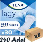 Tena Lady Super, Kadın Mesane Pedi, 5 Damla, 30'Lu 8 Paket 240 Adet