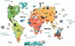 Tilki Dünyası Eğitici Renkli Dünya Atlası Haritası Çocuk ve Bebek Odası Duvar Sticker