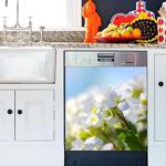 Tilki Dünyası Beyaz Çiçekler Bulaşık Makinası Stickerı