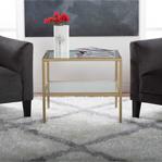 Tino Furniture Luanda Gold Yan Sehpa Şeffaf Camlı Raflı Metal Yan Sehpa