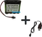 Tnl 4.8V 2600Mah Varta Pilli Oyuncak Araba Pili Siyah Soket + Usb Şarj Cihazı