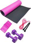 Tosima Pilates Seti 8Mm Çift Taraflı Minder Pilates Lastiği Atlama Ipi Ve 1 Kg Dambıl Full Set