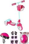 Toysandmore 3 Tekerlekli Frenli Sepetli Çocuk Scooter Kask Dizlik Dahil Full Set Kırmızı