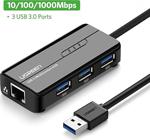 Ugreen Rj45 Ethernet Adaptörü Androit Tv Set 3 Usb 3.0 Hub Port