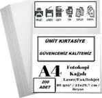 Ümit Kırtasiye A4 Fotokopi Kağıdı 200'Lü Paket 80 Gr