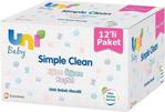 Uni Baby Simple Clean 72 Yaprak 12'li Paket Islak Mendil