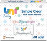 Uni Baby Simple Clean Islak Havlu Mendil Ekonomik Fırsat Paketi 18 X 52 (936 Yaprak)