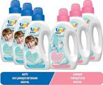 Uni Baby Sıvı Çamaşır Deterjanı 1500 Ml Aktif + Yumuşatıcı 1500 Ml Hassas Hipoalerjenik Karma 6 Lı Set