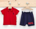 U.S. Polo Assn. Erkek Bebek Kırmızı Dik Yaka T-Shirt Takım