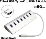 USB 3.1 Type-C to 7 Port Usb 3.0 Hub Çoklayıcı Metal Gövde