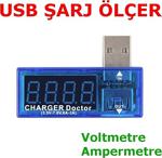 Usb Şarj Ölçer Şarj Doktoru Voltmetre Ampermetre Şarj Metre