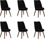 Uzel 6 Adet Gold Sandalye Ceviz Gürgen Ayaklı Mutfak Sandalyesi - Siyah