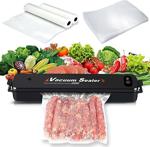 Vacuum Sealer Ev Tipi Vakumlama Ve Yapıştırma Makinesi + 30 Adet + Rulo Tırtıklı Vakum Torbası Poşeti