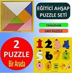 Vavsan Renkli Ahşap Tangram Ve Sayı Puzzle Eğitici Oyuncak Seti Bultak