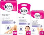 Veet Pure Komple Bakımseti Hipoalerjenik 20Li Ağda+20'Li Yüz Ağdabandı+16'Lı Bikini&Koltuk Altı Ağda