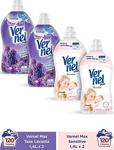 Vernel Max Konsantre Çamaşır Yumuşatıcısı 4 X 1440Ml (240 Yıkama) 2 Taze Lavanta + 2 Sensitive