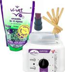 Vi-Vet Azulen Inci Boncuk Ağda 1 Adet + Vivol Depirol Ağda Isıtıcı Makinesi Ağda Seti 4 Parça