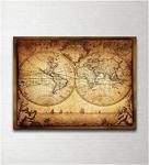 Vintage Dünya Haritası Dekoratif Kanvas Tablo