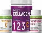 Voonka Vitamin C 62 Tablet + Sambucus Nigra 42 Tablet + Multi Collagen Powder
