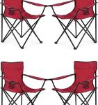 Walke 4 Lü Katlanabilir Kamp Sandalyesi Piknik Sandalyesi Plaj Sandalyesi Kırmızı Taşıma Çantalı