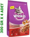 Whiskas Biftekli Sebzeli 300 gr 4'lü Paket Yetişkin Kuru Kedi Maması