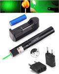 Wolfberry Green Laser Pointer Şarjlı Güçlü Yeşil Lazer Metal Kasa Ve Priz Dönüştürücü Fiş Çevirici Hediye