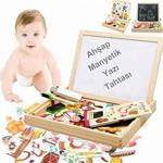 Wooden Toys Eğitici Mıknatıslı 30 cm Çift Taraflı Yazı Tahtası Seti Okul Öncesi Ahşap Oyuncak