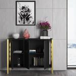 Wood'N Love Loft Premium Gold Altıgen Desen Ferforje Metal Ayaklı Konsol - Wood Siyah / Altın