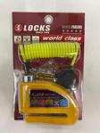 World Class Locks 110 Db Sarı Alarmlı Disk Kilidi (Hatırlatıcı Kablo Hediye)