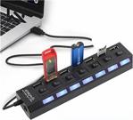 Wozlo 7 Port Usb Hub Çoklayıcı Çoğaltıcı On / Off Düğmeli Işıklı