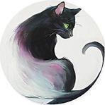 Wuw Siyah Kedi Yuvarlak Mouse Pad